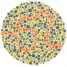 Ishihara test plate-33. Normal person will see orange line while people with Red-green deficiency will see nothing or a false line