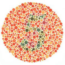 Ishihara test plate-6. Normal person see it as 5 while person with Red-green deficiency see it as 2